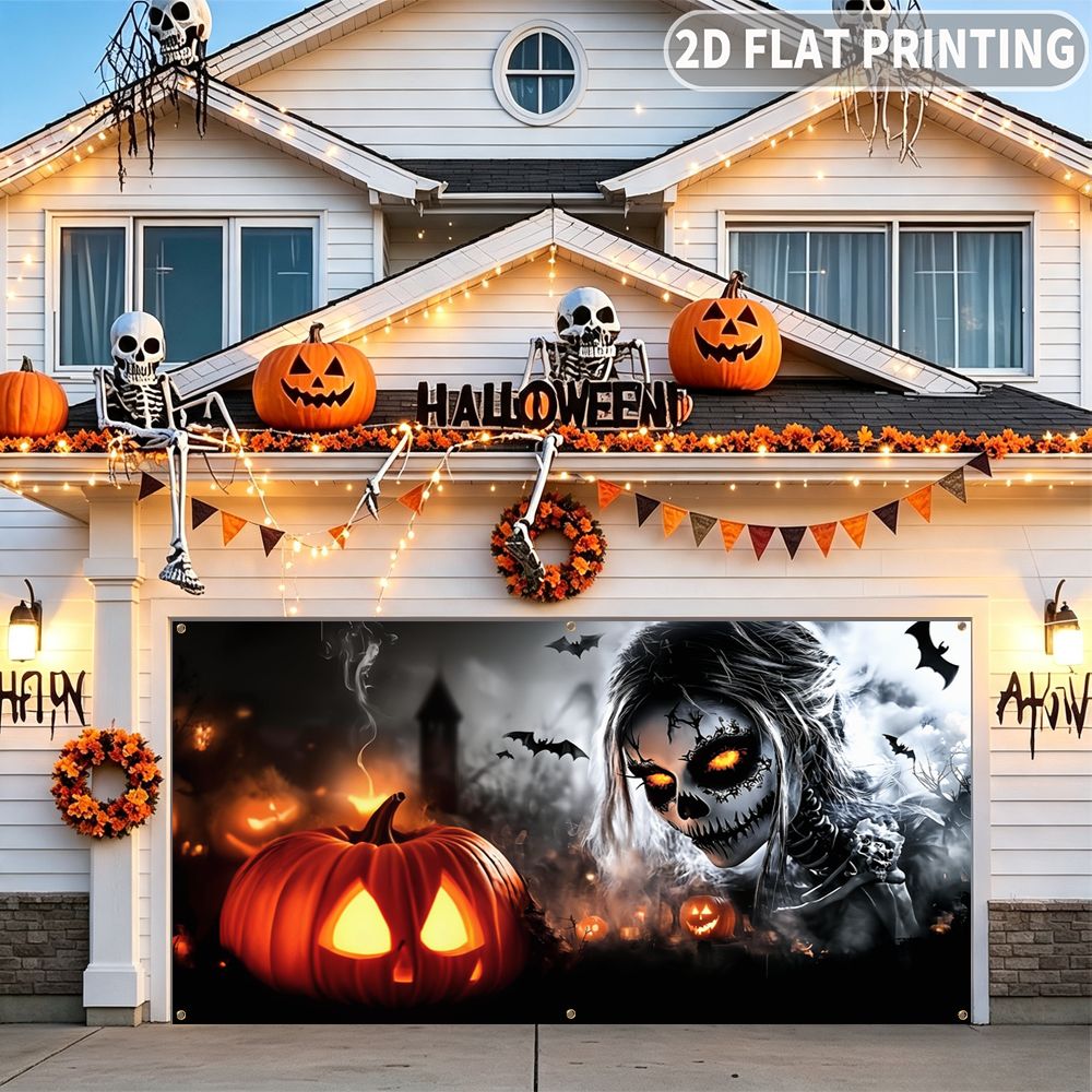 Halloween Skeleton Decoration - 1 pezzo, striscione piatto 2D per