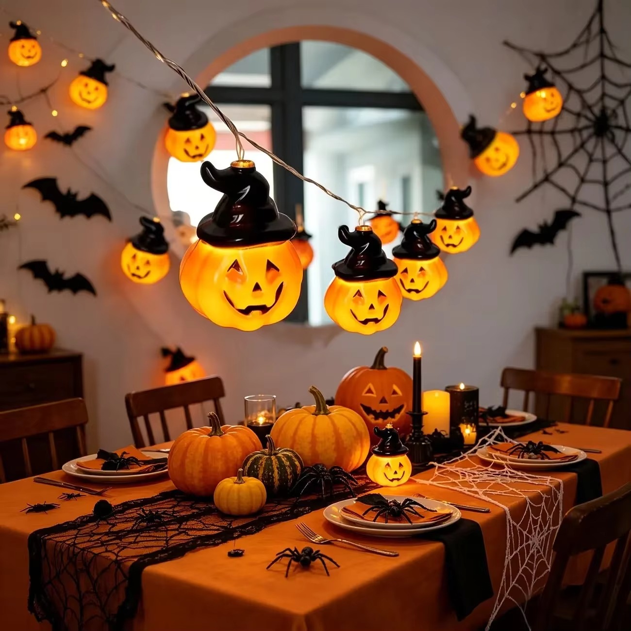 Halloween Led String Lights Orange - Luci a stringa a forma di
