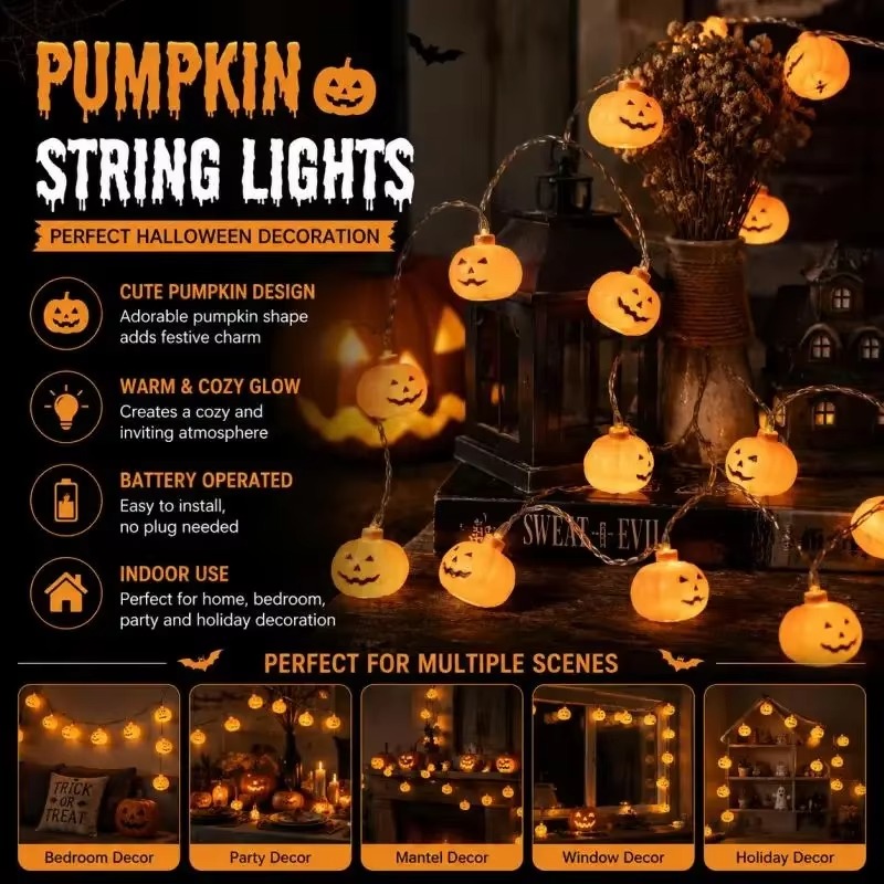 Halloween Pumpkin Decor Led - Catena di luci a LED a