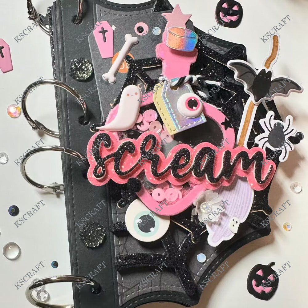 Spider Web Halloween Decoration - KSCRAFT Halloween Spiderweb Mini Album Fustelle