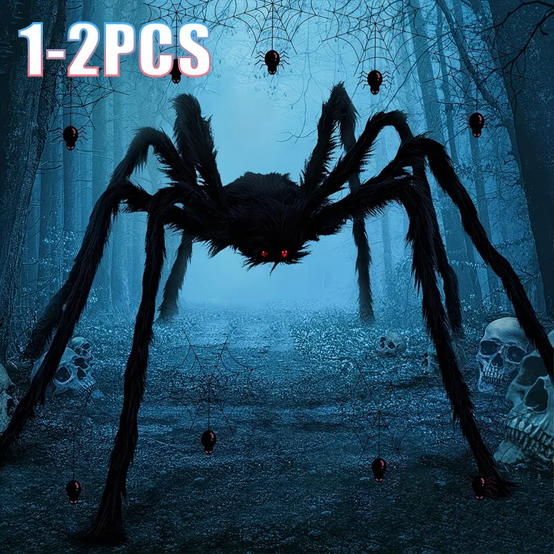 Spider Web Halloween Decoration - 1-2 pezzi di ragni di peluche