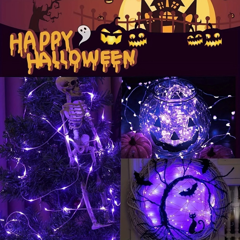 1PC 12M100LED Luci solari a st - Halloween Led String Lights Orange recensione e prezzo