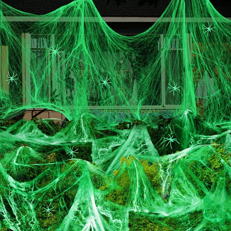 1-5 set di ragnatele fluoresce - Spider Web Halloween Decoration recensione e prezzo